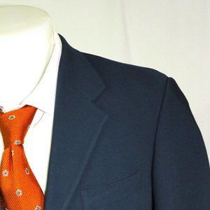 Prada Blue Solid Woven Flat Front Three Button Suit 40